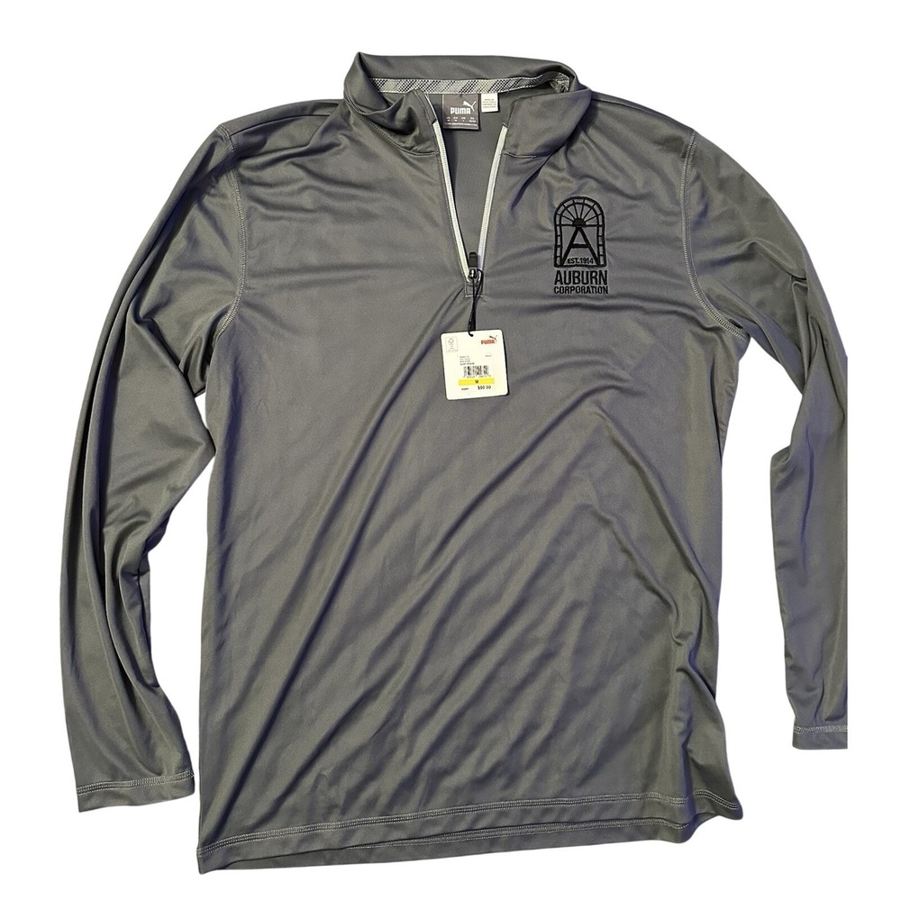 Puma Mens M Quarter Zip Pullover Gray Auburn Corporation NWT Workwear Athleisure